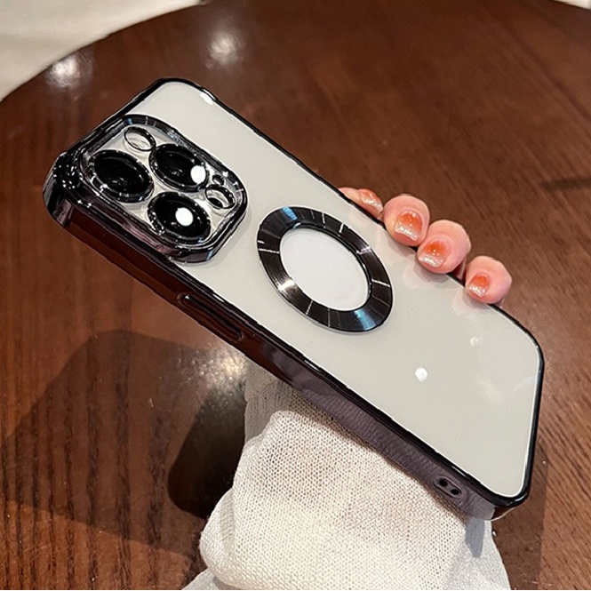 Soft case Pelindung Lensa Kamera Bahan TPU Transparan Magnetik Untuk iphone 14 pro max 12 13 11 pro max