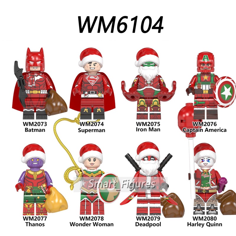 Wm6104 Mainan Mini Figure Batman Superman Iron Man Thanos Harley Quin Untuk Dekorasi Pesta Natal