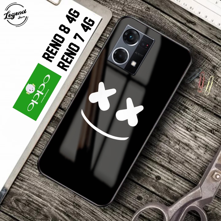 Softcase Glass Kaca Camera Protect - LS21 -  Softcase Kaca Mewah Oppo Reno 8 4G/Reno 7 4G  - Softcas