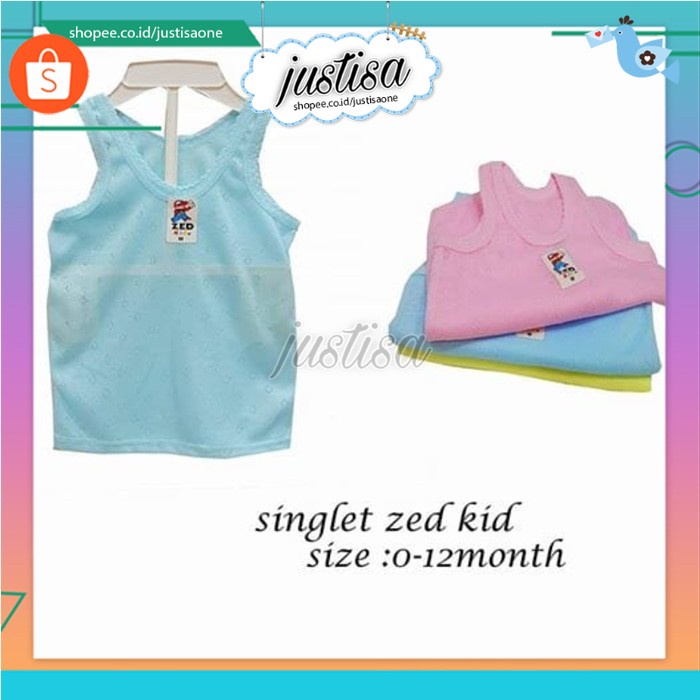 Promo !! ZED KIDS-SINGLET BAYI 12PCS SINGLET NEW BORN DAN ANAK-ANAK