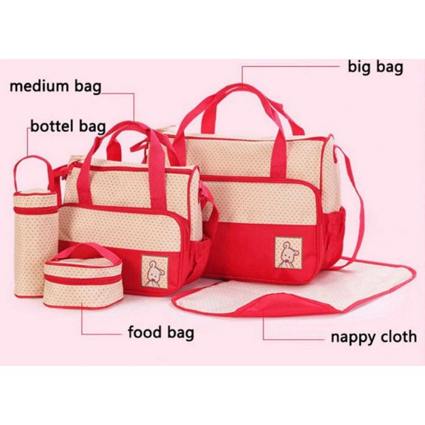 258 Diaper bag Tas Perlengkapan bayi travelling bag 5 IN 1 multifungsi