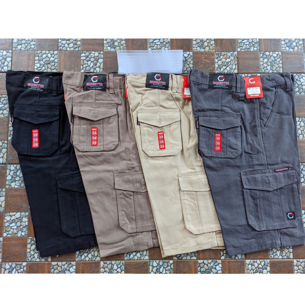 Big Size 27-44 Edition - Celana Cargo Pendek Pria Bahan Cotton Combed