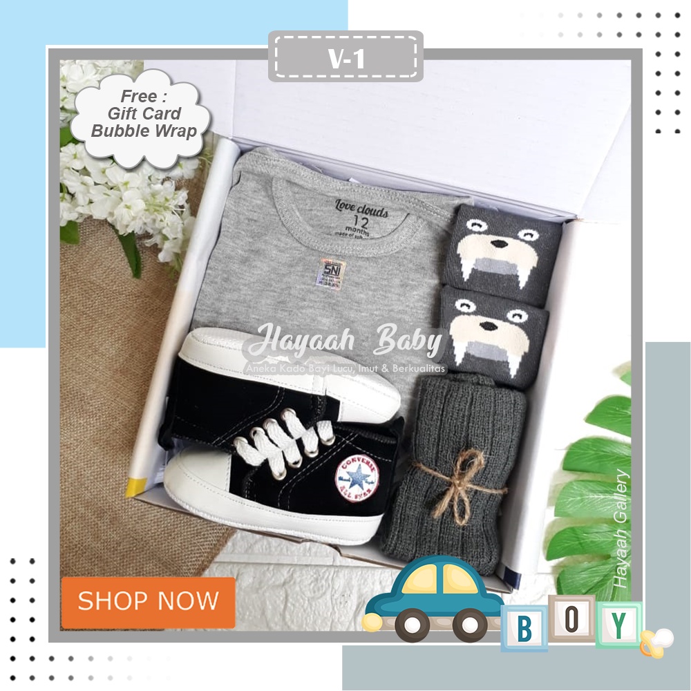 BABY HAMPERS NEWBORN Kado Bayi Cowok Parcel Bayi Laki laki Baby Gift Kekinian-V1 GREY
