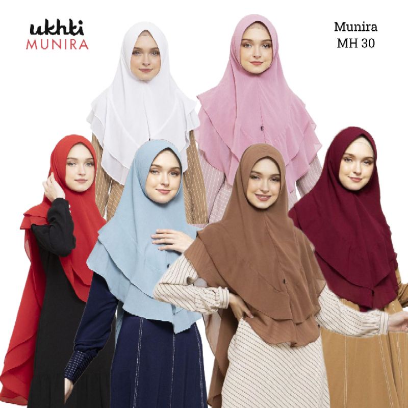 Khimar Bergo Instant Ukhti Munira MH 30 Dua Lapis Two Layer Bahan Ceruti Premium Adem Lembut Nyaman 