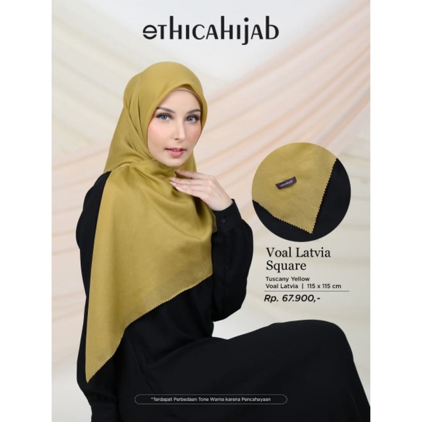 HIJAB TERBARU 2021 VOAL LATIVA SQUARE TUSCANY YELLOW BY ETHICAHIJAB