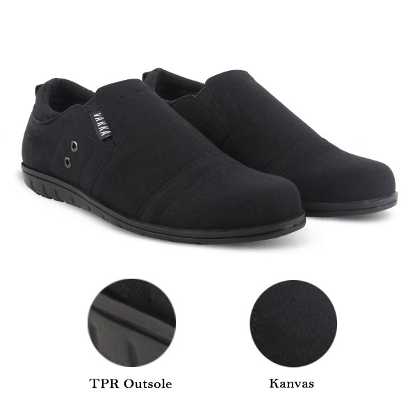 Sepatu Slip On Pria V 4469 Brand Varka Sepatu Casual untuk Kuliah Kerja Hangout Harga Murah Berkualitas Warna Hitam