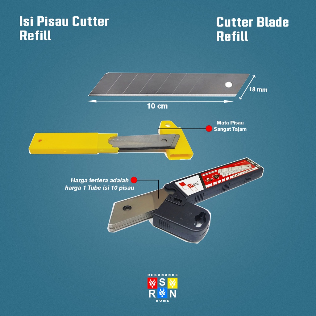 Isi Refil Besar Cutter Besar 1 Tube isi 10 Pisau Resonance Home