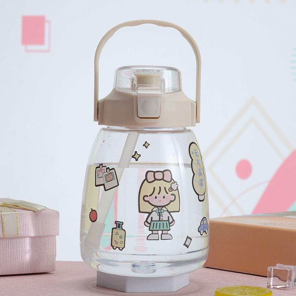 [Elegan] Cangkir Air Dengan Sedotan Cewek Portabel 1300ml Minum Musim Panas Kapasitas Besar Big Belly Cup