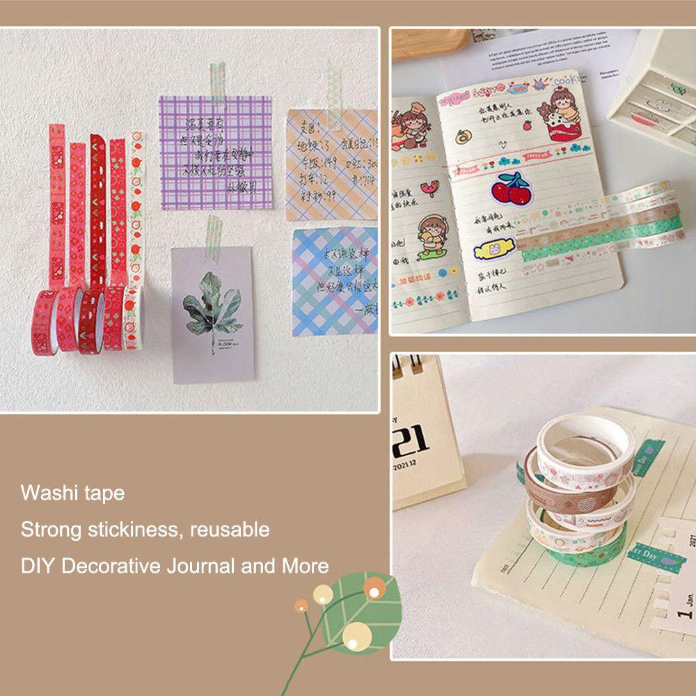 Nanas 5Rolls /Box.Ng Tape Set Dekorasi Jurnal Diary Pola Dasar