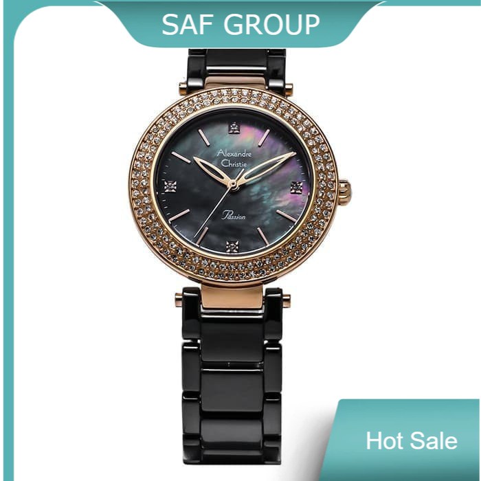 JAM TANGAN WANITA ALEXANDRE CHRISTIE AC 2323 / AC2323 ROSEGOLD BLACK ORIGINAL by plp