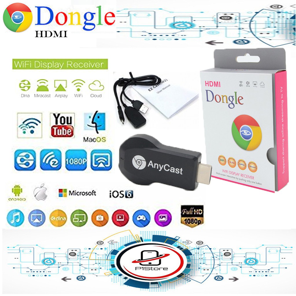 Anycast Dongle HDMI WiFi Receiver Display untuk TV HDMI DONGLE RECEIVER HD TV MEDIA PLAYER