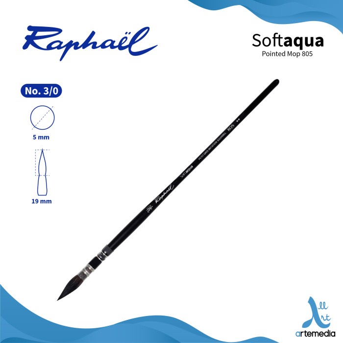 

Kuas Lukis Raphael 805 Wash Mop Softaqua Synthetic Brush Short Handle - NO. 3/0