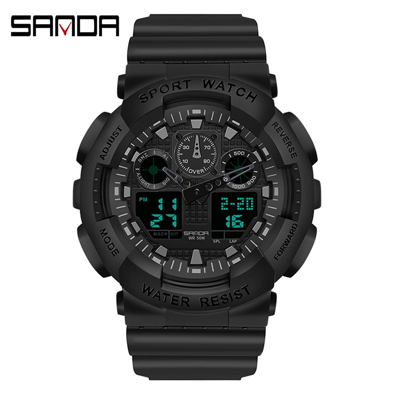 SANDA 3099 Jam Tangan Pria Digital Analog Tali Rubber Chronograph Anti Air WATCHKITE WKOS