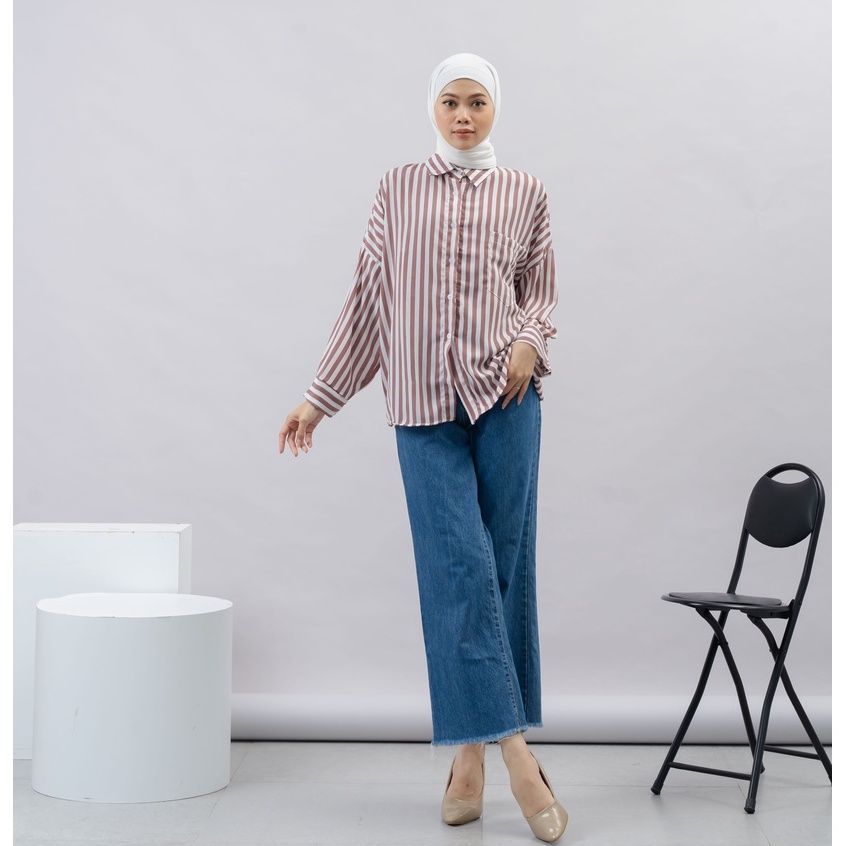 KEMEJA KATUN SALUR KINARA DAILY LONG SHIRT OFFICE SHIRT PREMIUM B601