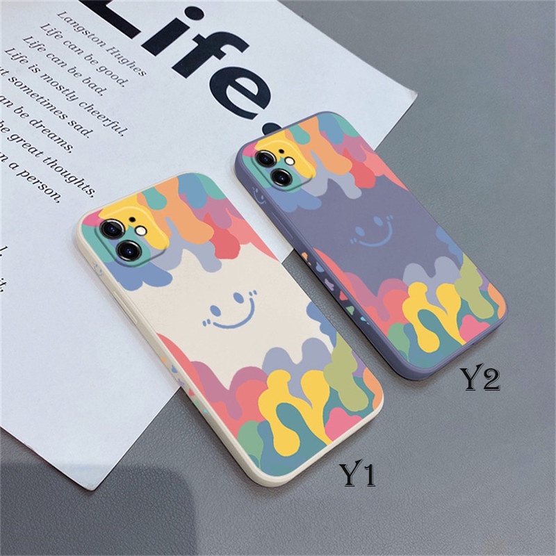 Casing OPPO A93 A5 A9 A31 A53 A33 A32 2020 Reno 5 Pro 3 A5s A3s A92 A72 A52 A55 F11 F9 Por Phone Case Smiley Watercolor Shell Silicon Soft TPU Fashion Casing Protection Anti-fall Back Cover-2