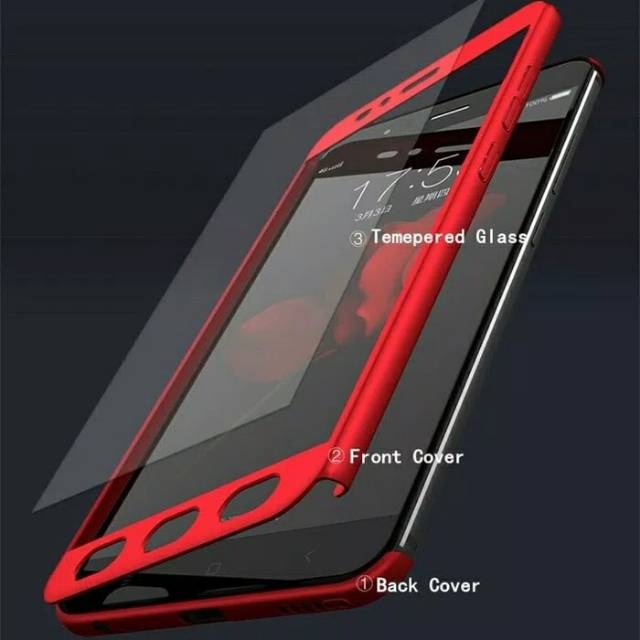 Iphone 8plus 8+ HARDCASE 360 FULL COVER DEPAN BELAKANG+TEMPERED GLASS.