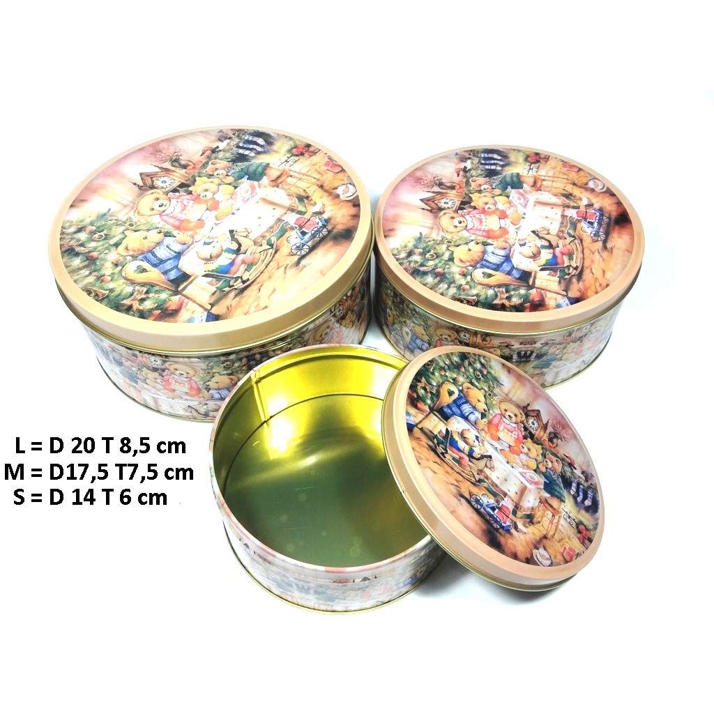 Kotak Kaleng isi 3  Motif Beruang / Tempat Penyimpanan Makanan / Kaleng / box Kaleng