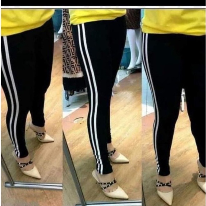 LEGGING HITAM LIST 2 PUTIH / LEGGING PANJANG WANITA /LEGGING IMPORT