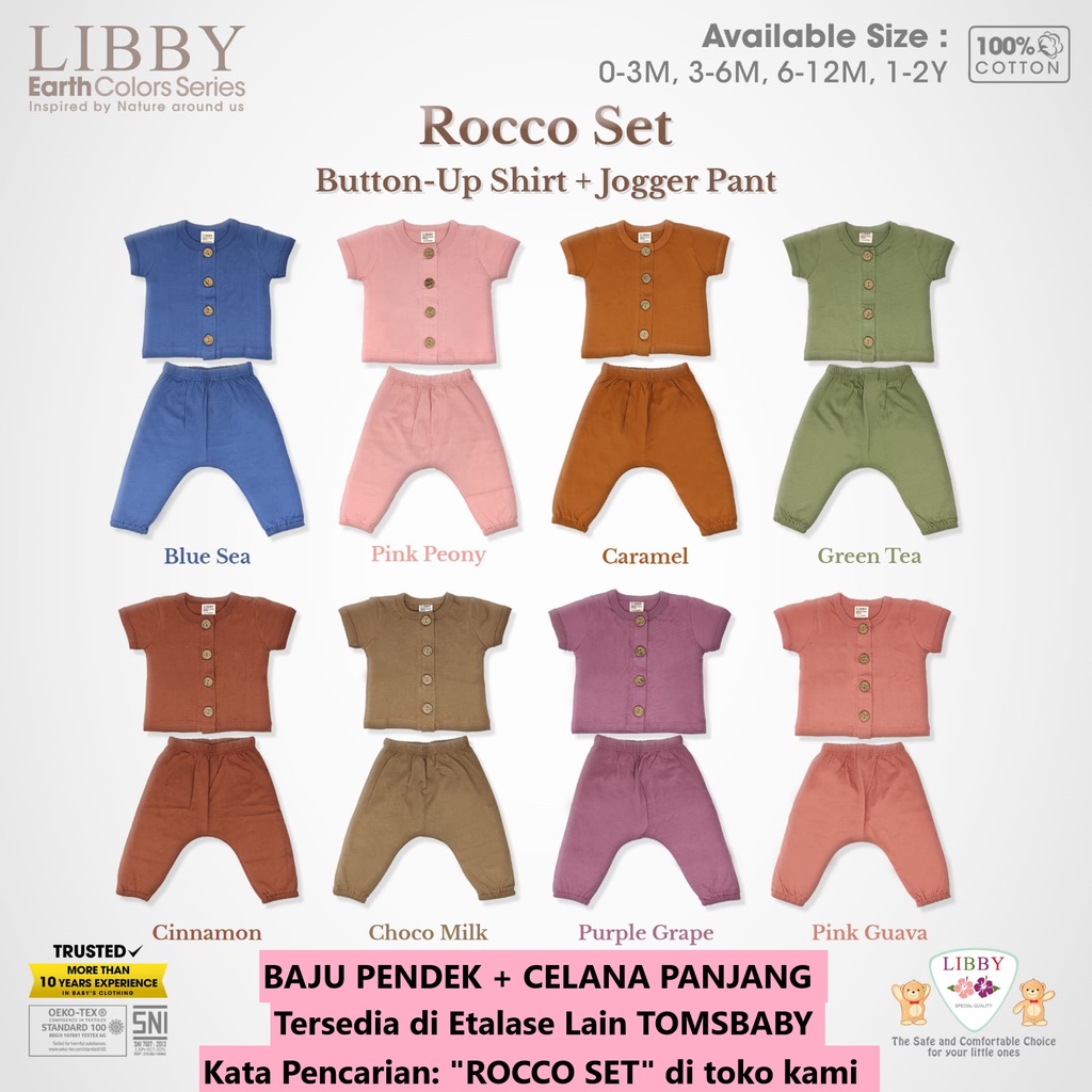 [LENGKAP WARNA 0-12bln] LIBBY COMFY SET EARTH COLOR Stelan Baju Celana Pendek, Panjang, Topi, STK