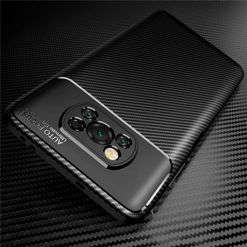 Carbon Fiber texture Matte Case For POCO X3Pro Case Back Cover POCO X3