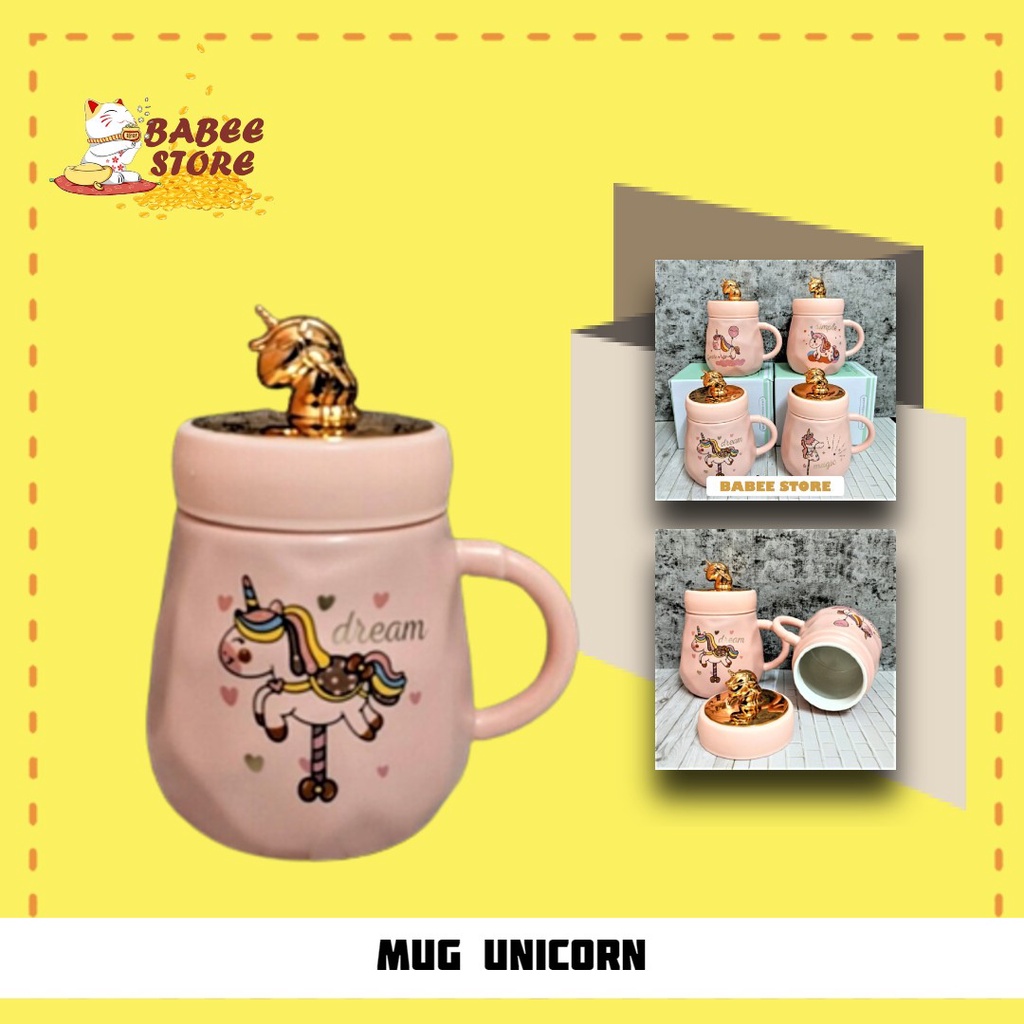 BABEE - MUG KERAMIK UNICORN / GELAS MUG LUCU / KADO UNIK