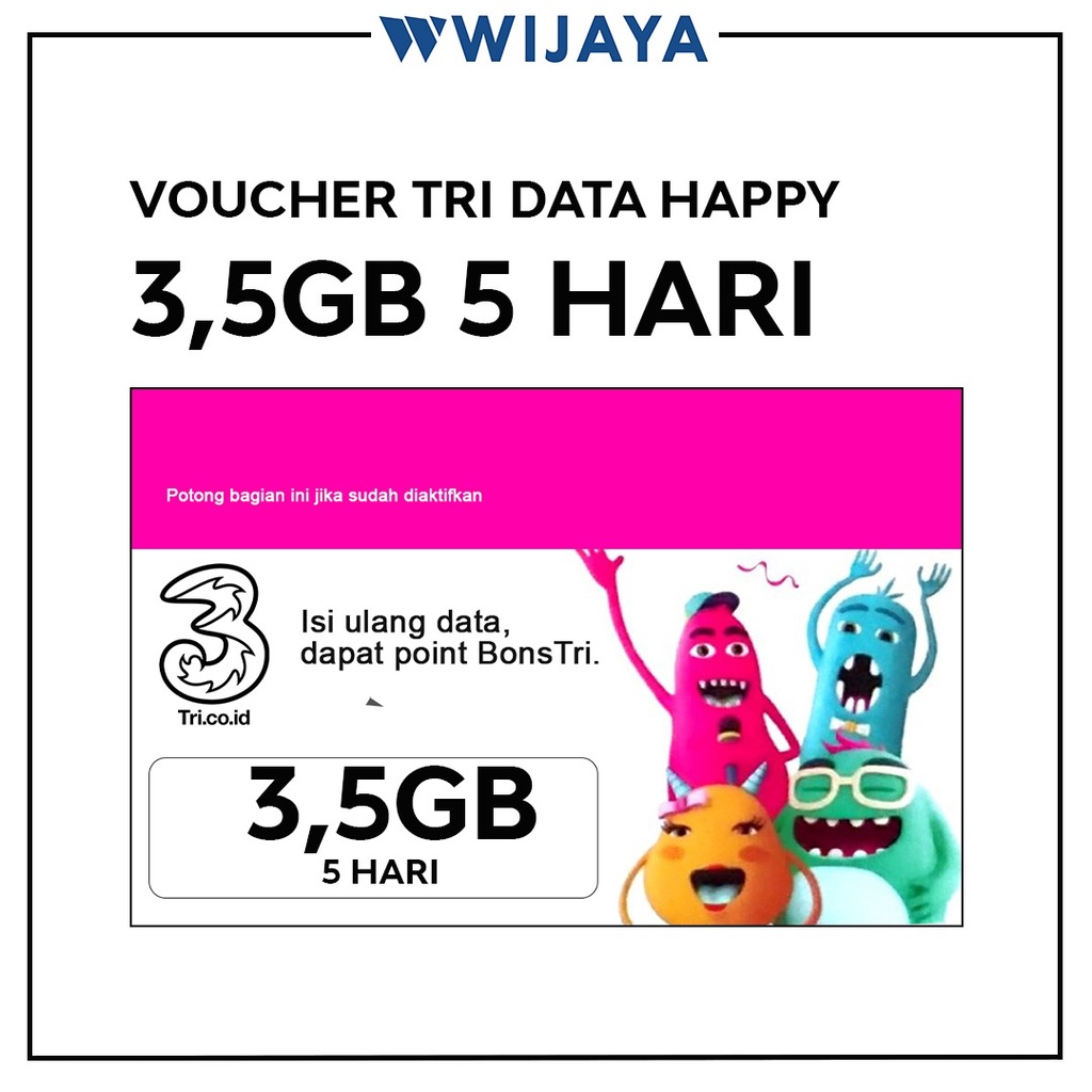 Voucher Tri HAPPY 3.5GB / 6GB / 9GB / 12GB / 25GB / 52GB | VOUCHER DATA FISIK TRI HAPPY