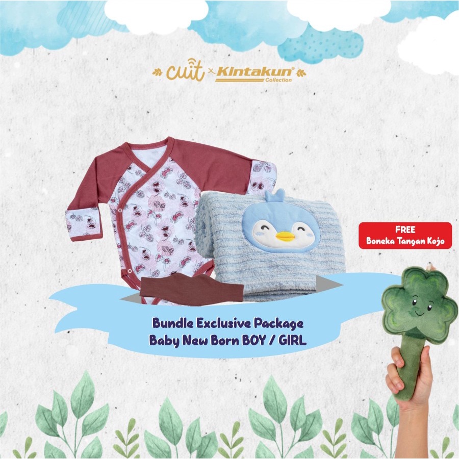 Kintakun X CUIT Bundling Setelan Jumpsuit Jumper Bayi Selimut Lembut Halus Penutup Mata Free Boneka Anak