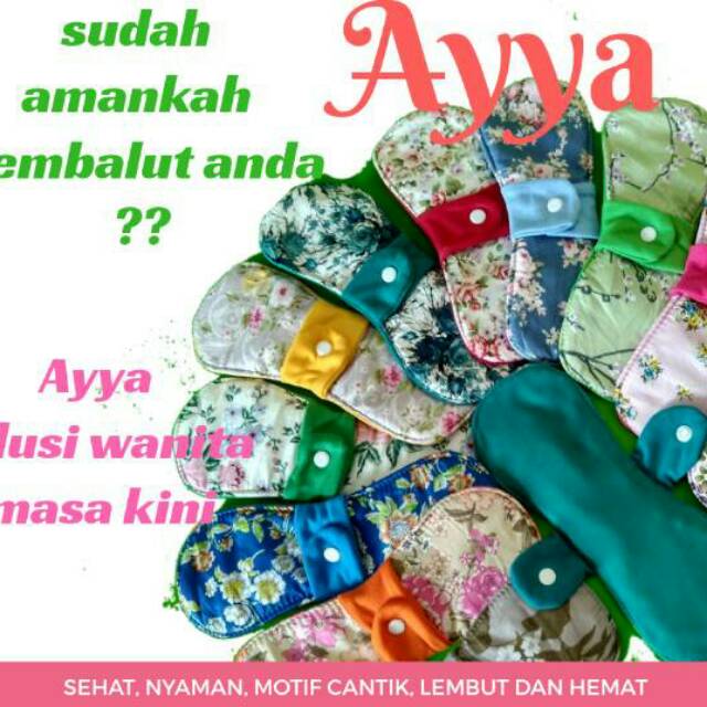 Ayya menspad katun lembut mix day night panty (6 lembar) pilihan motif Bunga, Karakter &amp; Polos