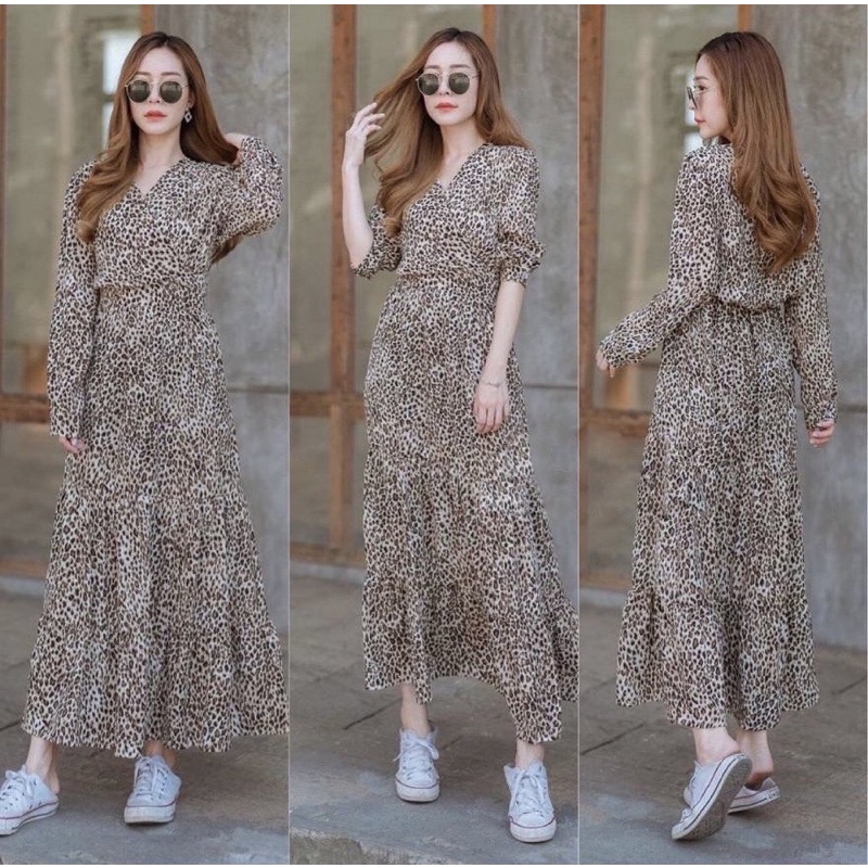 maxi kimono leopard / maxi dress leopard model kimono / maxi rempel kimono/ maxi fashion wanita model kimono