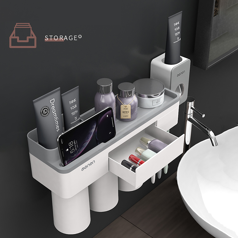 Rak Gantung Kamar Mandi Organizer 2 Cup + Holder Smartphone - A1615 - Gray