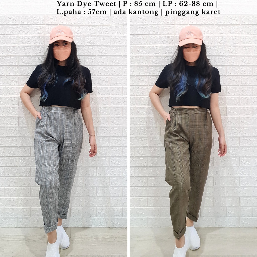 5231 plaid office pants celana kerja celana kantor