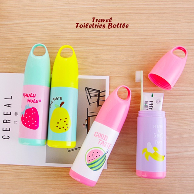 Travel toiletries bottle motif buah botol tempat sikat gigi dan odol