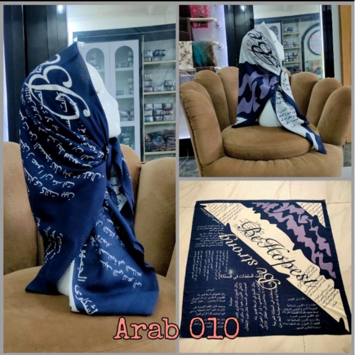 Hijab Segiempat Motif Koran arab / arabic premium / Kerudung voal best seller-ARAB 010