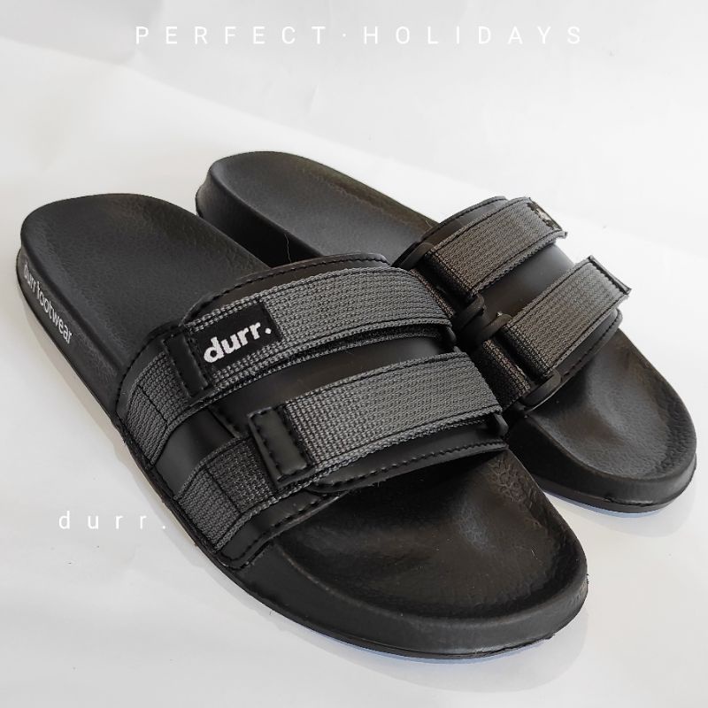 DURR FTWR - Strapy Grey | Sandal Durr Strap Grey  (4 Warna) Slippers Unisex Anti Licin Sandal Slide Original Sandal Canvas Durr 2 Flip Flop Strap Grey