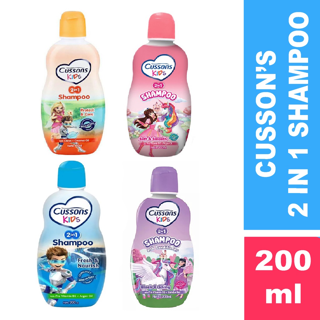 Bisa COD CUSSONS KIDS Shampoo Soft &amp; Smooth / Black &amp; Shiny / Fresh &amp; Nourish / Protect &amp; Care - Cussons Kids