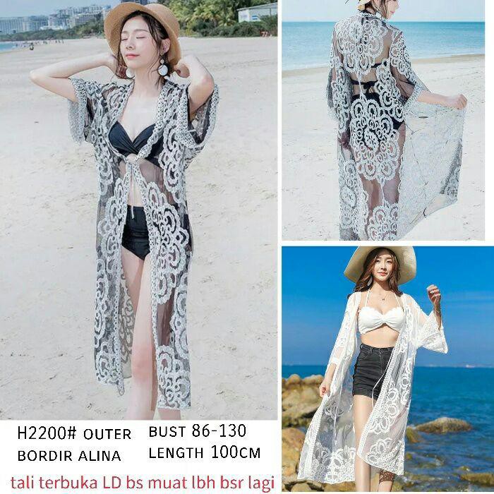 Outer / luaran bordir premium /baju pantai/ luaran pantai / cardigan pantai - h2200