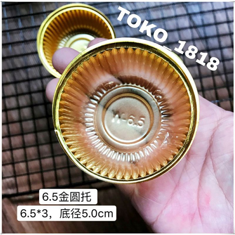 ( 100 PCS ) TRAY MIKA BULAT GOLD MOONCAKE / PUDING / KUE SERBAGUNA