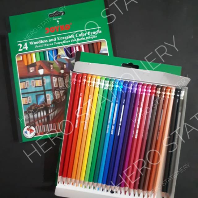 

tyvf Pensil warna bisa dihapus erasable dengan penghapus joyko 24 warna CP-115
