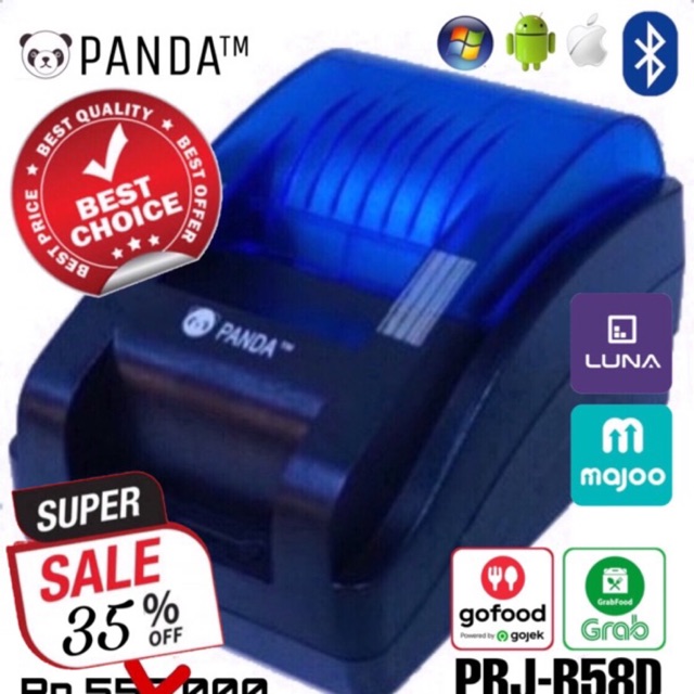 PRINTER BLUETOOTH THERMAL 58MM PANDA PRJ-R58D POS KASIR-PPOB SUPPORT RJ11 POS CASH DRAWER