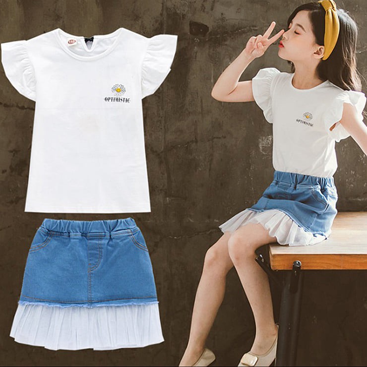 Setelan Rok Anak Perempuan Flower Daisy WHITE