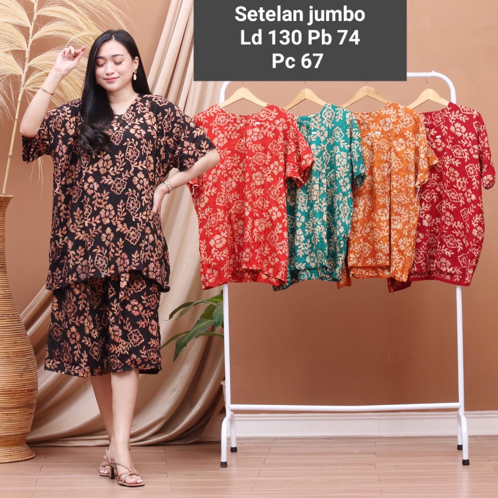one set waka jumbo/setelan celana panjang jumbo/grosir batik murah/set pijamas /