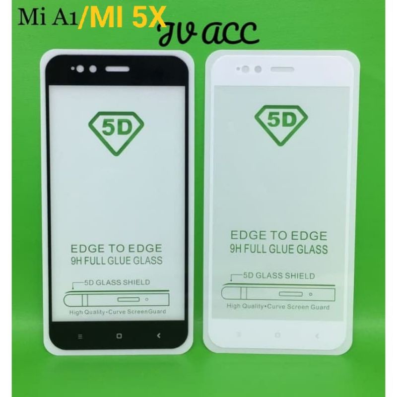 tempered glass full lapis hitam type Hp redmi 5x/MI A1