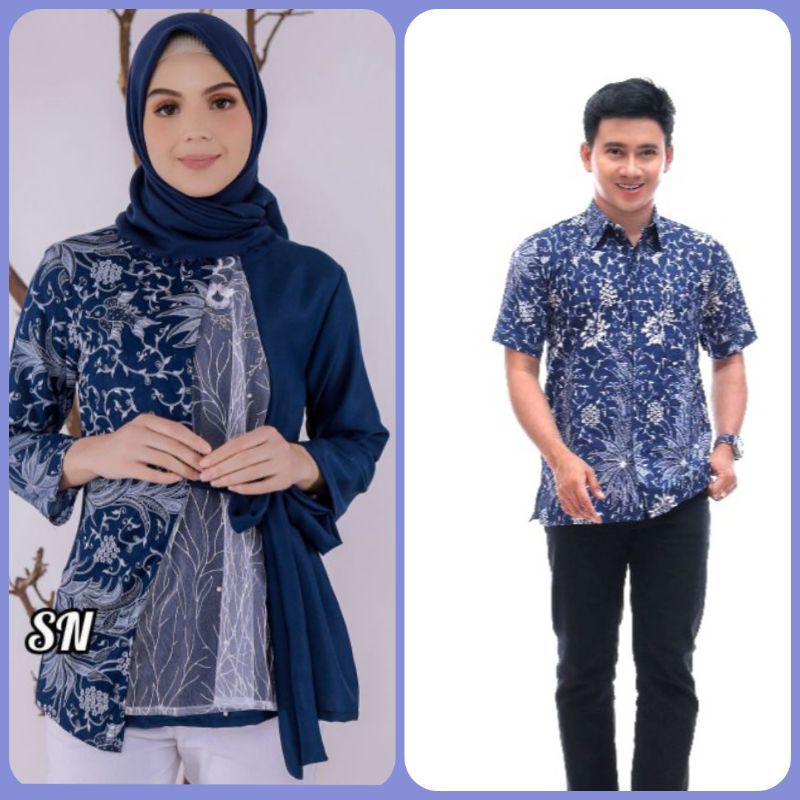 couple Baju batik modern katun mix moscrep +tile mutiara