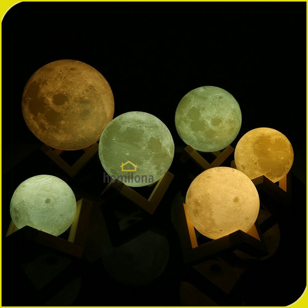 Lampu Tidur 3D Printed Moon Night Light Table Rechargeable Lamp - TaffLED ROX-05 atau 3DPML