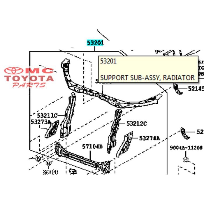 Support Sub-Assy Radiator Depan Rush Terios 53201-BZ160