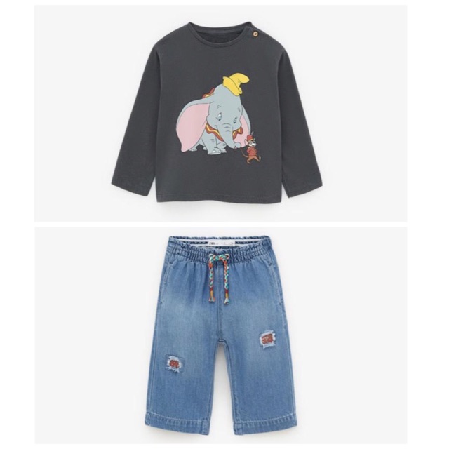 ZARA - Dumbo T-shirt &amp; Cullotes w/ patches