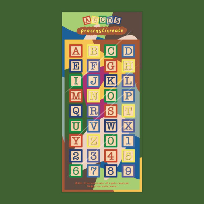 

'Alphabets Blocks' Kiss Cut Diary Journal Sticker Sheet | Procrasticreate