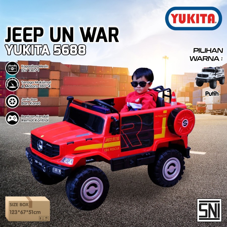 Mainan Anak Mobil Aki JEEP UN WAR - YUKITA 5688 - Merah