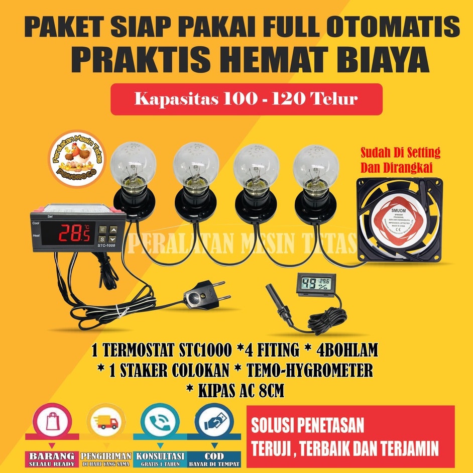 Paket Siap Pakai Termostat STC1000 Kapasitas 100-120 Butir Telur