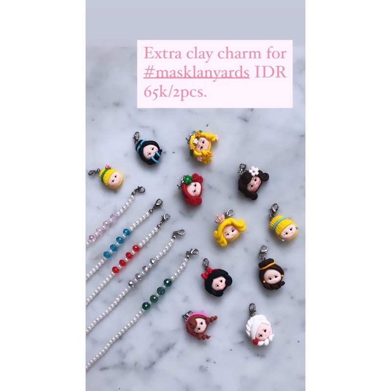 EST CLAY CHARM HANDMADE UNTUK TALI MASKER ANAK ANAK. MASK LANYARD